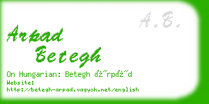 arpad betegh business card